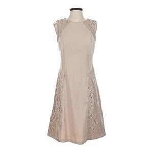 Adrianna Papell Beige Lace Detail Sleeveless Midi Dress Neutral Size‎ 10